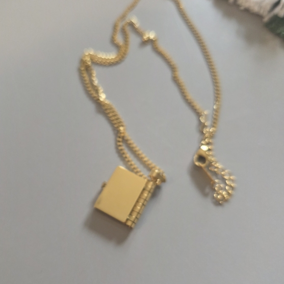 Book Charm Necklace Gold Tone Stainless Steel Brand New! - Picture 4 of 7